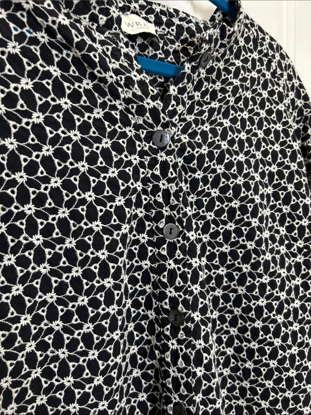 Wrap London Black White Cotton Eyelet Embroidered Puff Sleeve Shift Dress US 18 - Picture 6 of 10